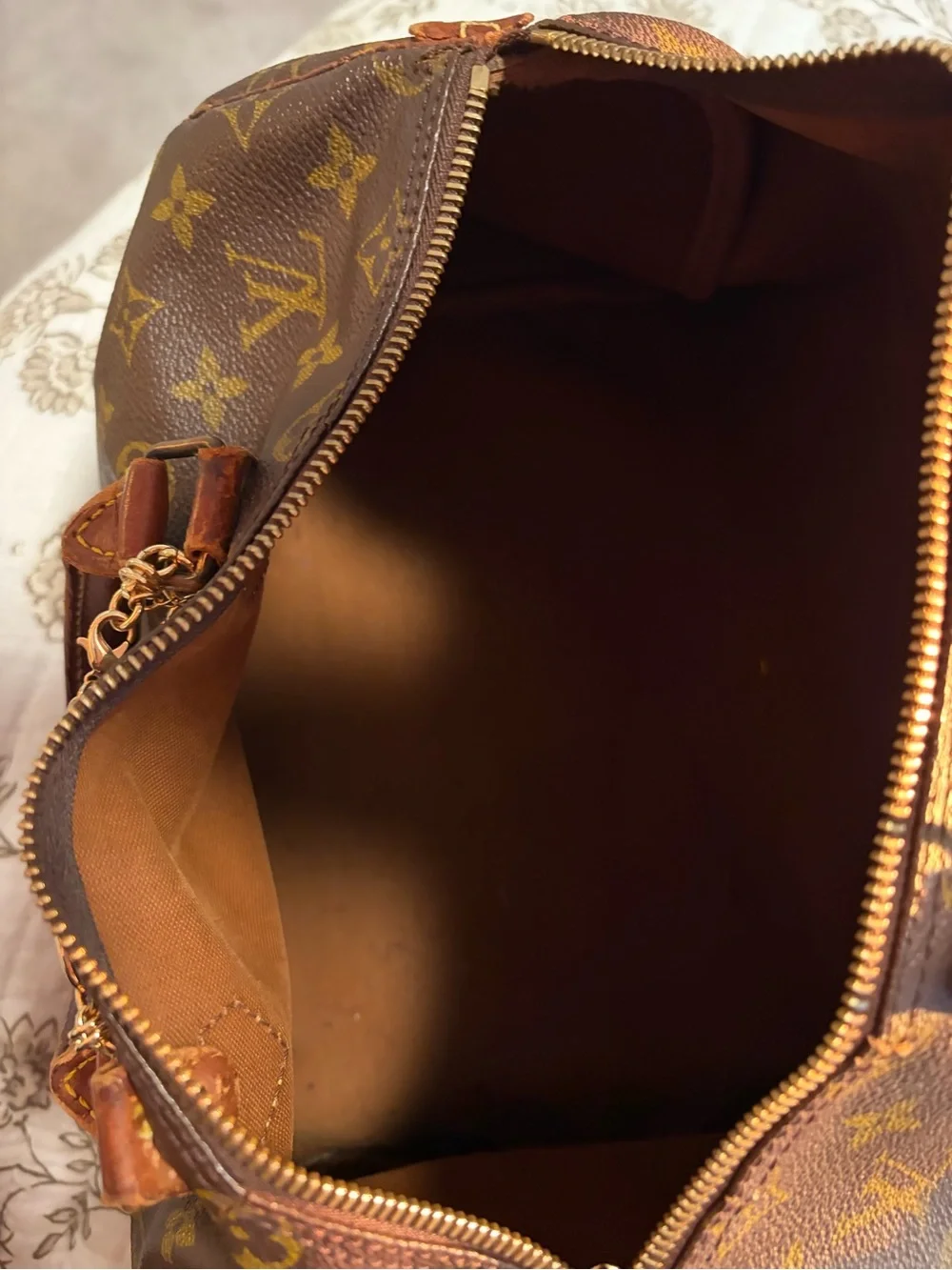 Louis Vuitton Brown Monogram Canvas Satchel with Gold Hardware